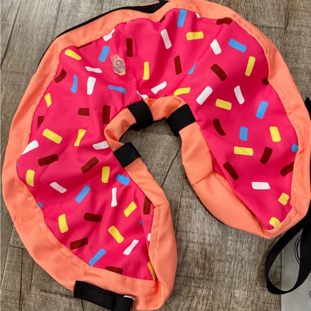 Dog Donut Recovery Collar Inflatable Cone Medium Pink Sprinkle Pet Surgery Colla - Picture 3 of 9